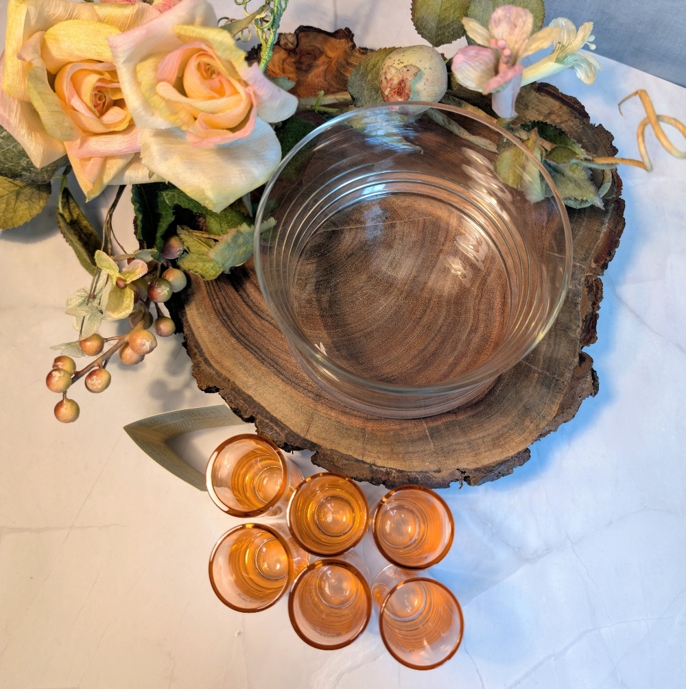 Italian Murano Glass Cordial Shot Glasses Set with Ice Bucket - Picture 4 of 4